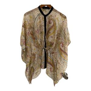 Zara Woman Paisley Silk Blouse Top Size S